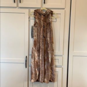 Faux fur long vest